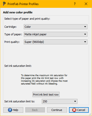 Create color profile entry