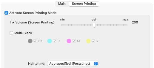 Screen printing prehalftoned PrintFab 3